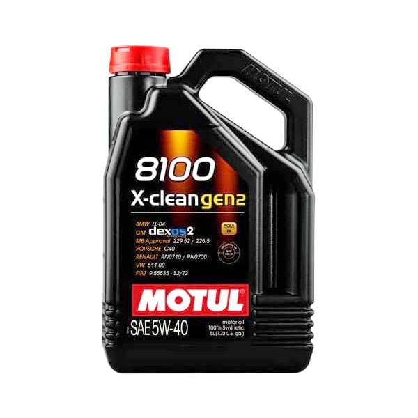 Motul 8100 X-Clean Gen2 5W40 Motor Oil 5-Liter Jug