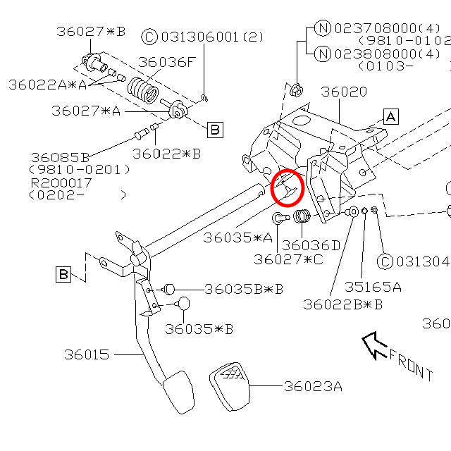 Subaru Clutch Pedal Stop 2002+ WRX/STI/BRZ