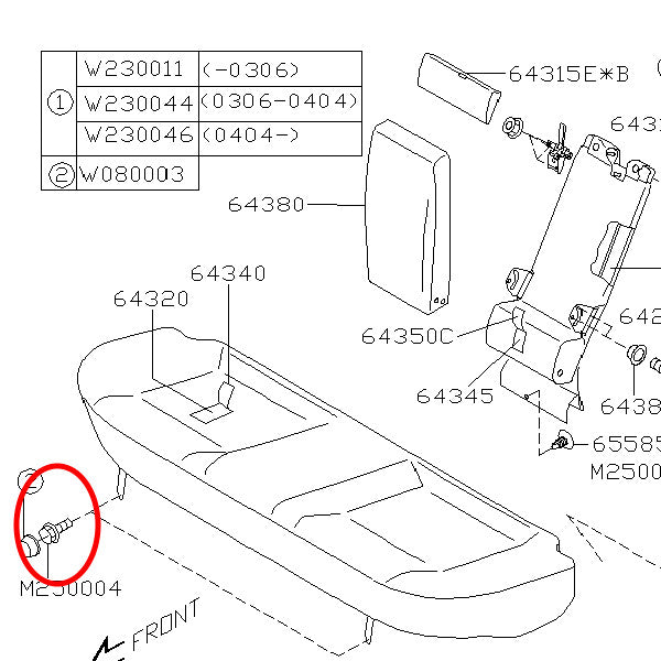 Subaru Rear Seat Bolts 2002-2007 WRX/STI