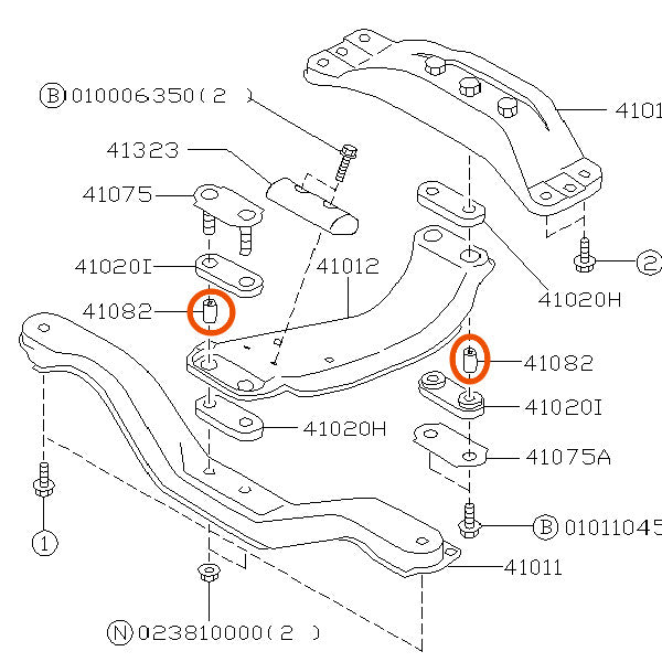 Subaru Transmission Subframe Crossmember Spacers 2002-2021 WRX/STI