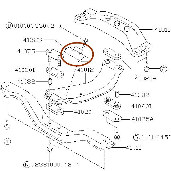 Subaru Transmission Subframe Crossmember Isolator/Damper 2002-2007 WRX/STI
