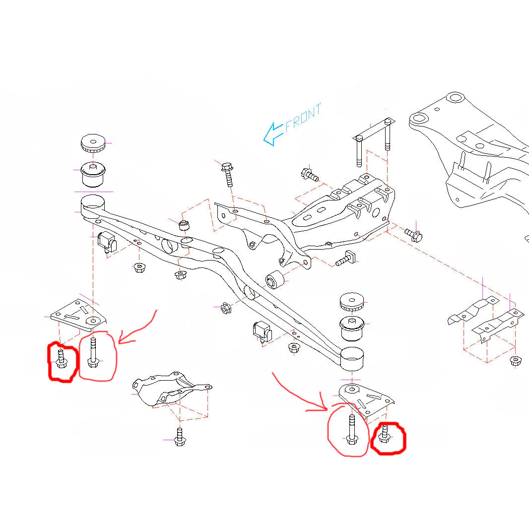 Subaru Rear Differential Outrigger to Chassis Bolts 2002-2007 WRX/STI