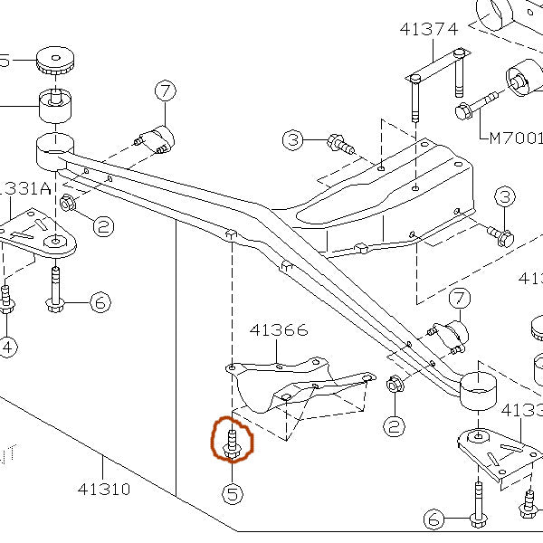 Subaru Rear Differential Member Cover Bolt Set 2002-2007 WRX/STI