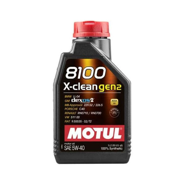 Motul 8100 X-Clean Gen2 5W40 Motor Oil 1-Liter Bottle