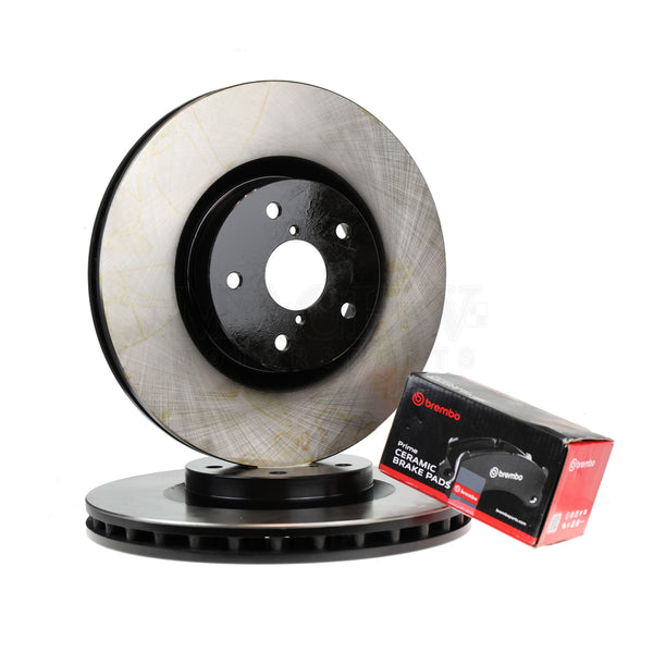 TopBrakes Front Drilled & Slotted Brake Rotors + Ceramic Pads For Subaru WRX STi 2004