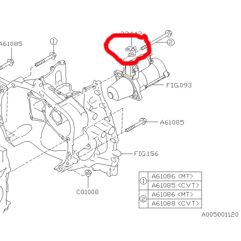 Subaru Bell Housing / Starter Ground Bracket 2006-2021 STI