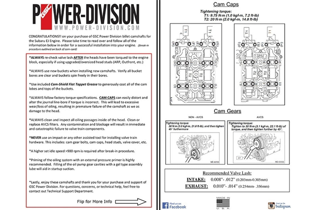 GSC S2 Camshafts EJ25 Dual AVCS 2008-2021 STI