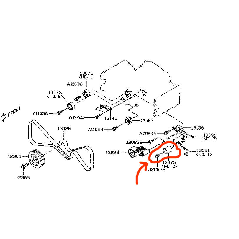 Subaru OEM EJ Idler Pulley (Driver&#39;s side, upper)