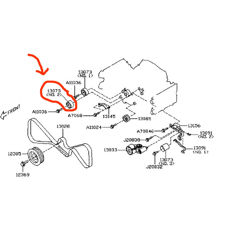 Subaru EJ-motor Idler Pulley (Passenger side, lower) diagram