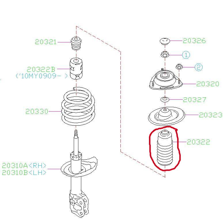 Subaru OEM Front Strut Dust Boot 2011-2020 WRX/2008-2021 STI