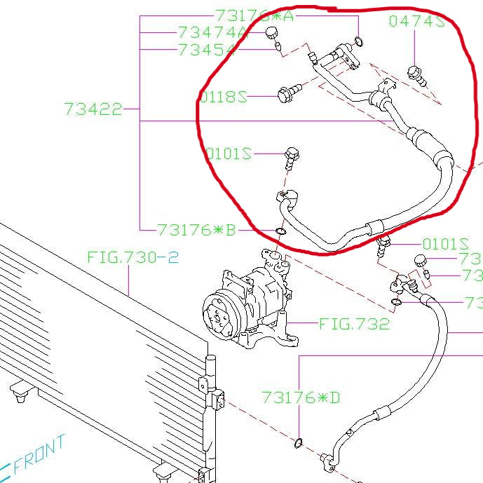 Subaru A/C Low Pressure Line 2003-2007 Forester