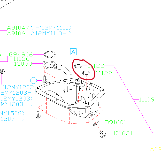 Subaru FA/FB Lower  Oil Pan Return Gaskets 2015-2021 WRX &amp; 2014-2018 FXT