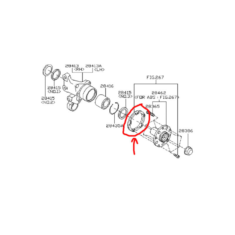 Rear hub ABS tone ring 2004-2007 STI