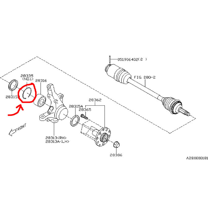 Subaru Front Wheel Bearing Snap Ring 2002-2007 WRX - FastWRX.com