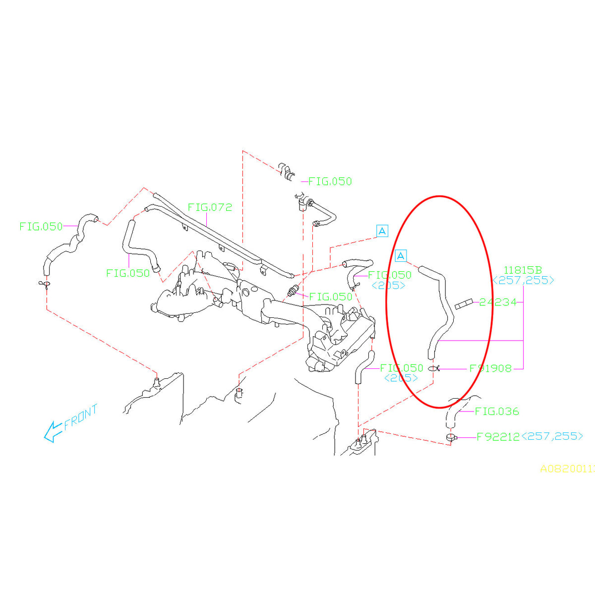 Subaru Left Side PCV Valve Cover Breather Hose 2006-2007 WRX &amp; 2004-2007 STI