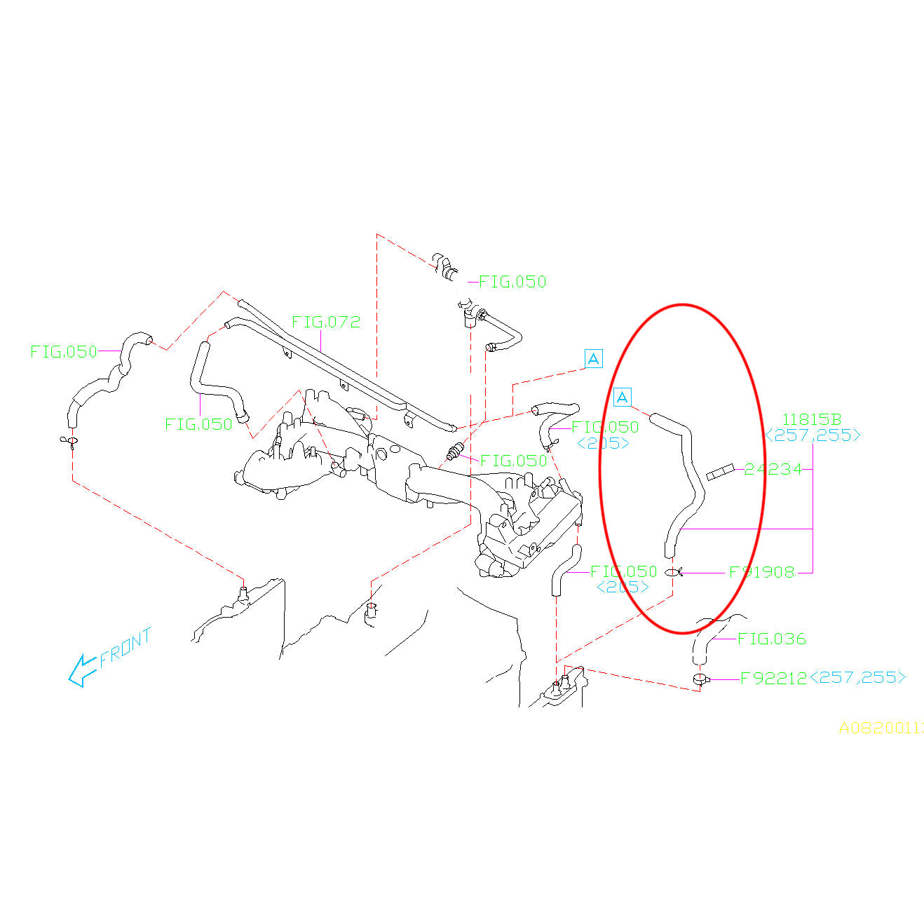 Subaru Left Side PCV Valve Cover Breather Hose 20062007 WRX & 200420