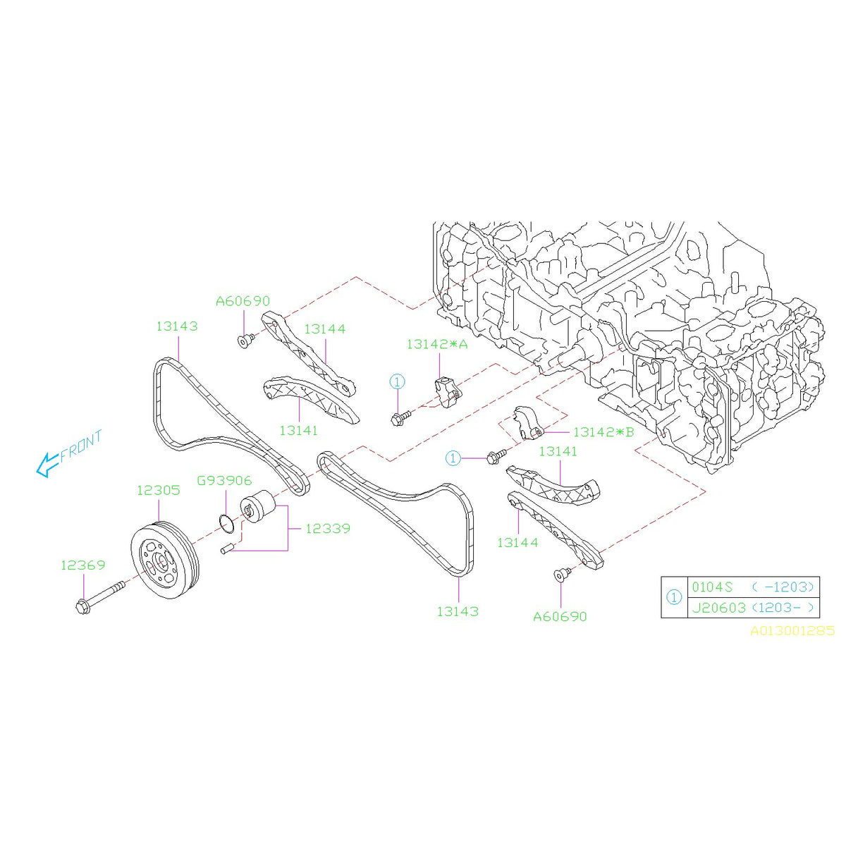 Subaru FA Motor Timing Chain Guides
