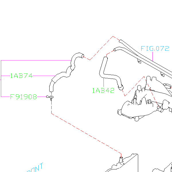 Subaru PCV Breather Hose Rear Passenger Side Valve Cover to Crossover 2002-2003 WRX