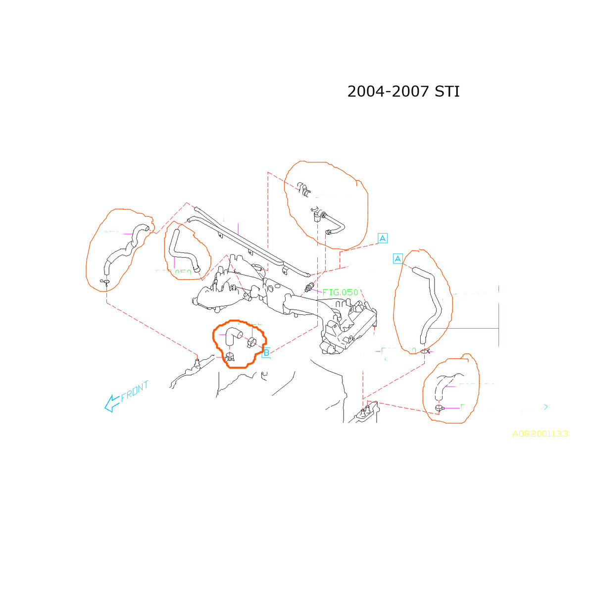 Subaru PCV Crossover Soft Hose Kit 2006-2007 WRX/2004-2007 STI