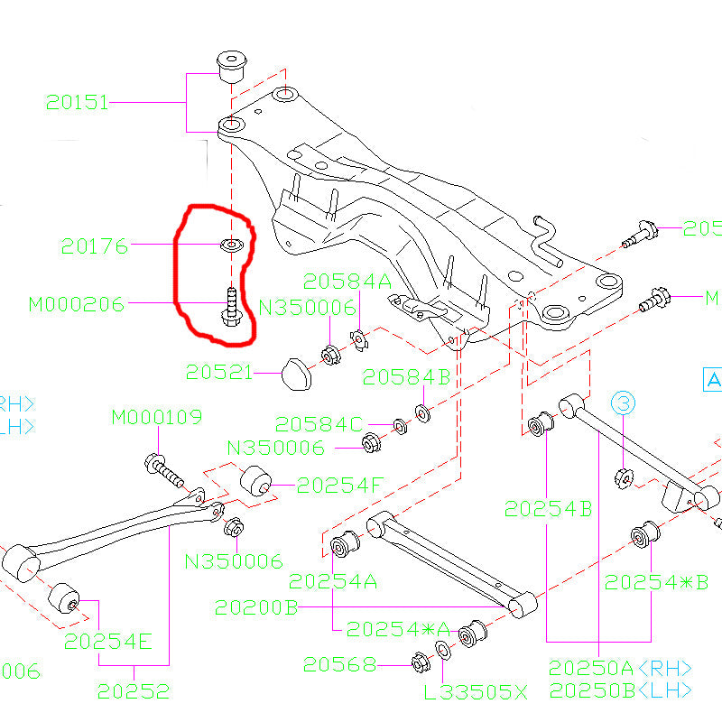 Subaru Rear Differential Hardware 2002-2007 WRX/STI 2004-2008 Forester ...