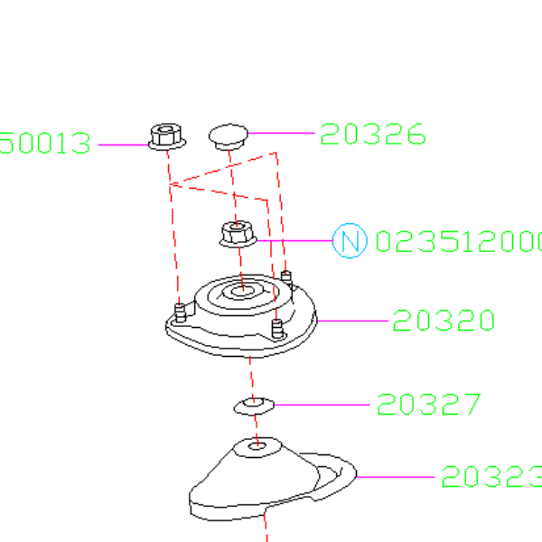 Subaru Strut Mount Nuts 20022007 WRX / STI