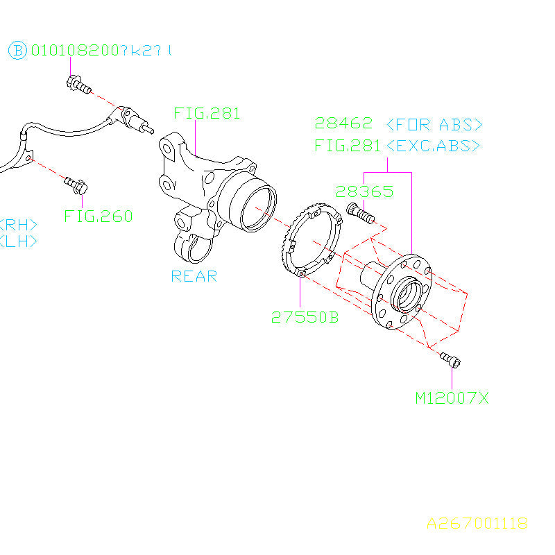 Subaru Rear Hub ABS Tone Ring Bolts 2004-2007 STI