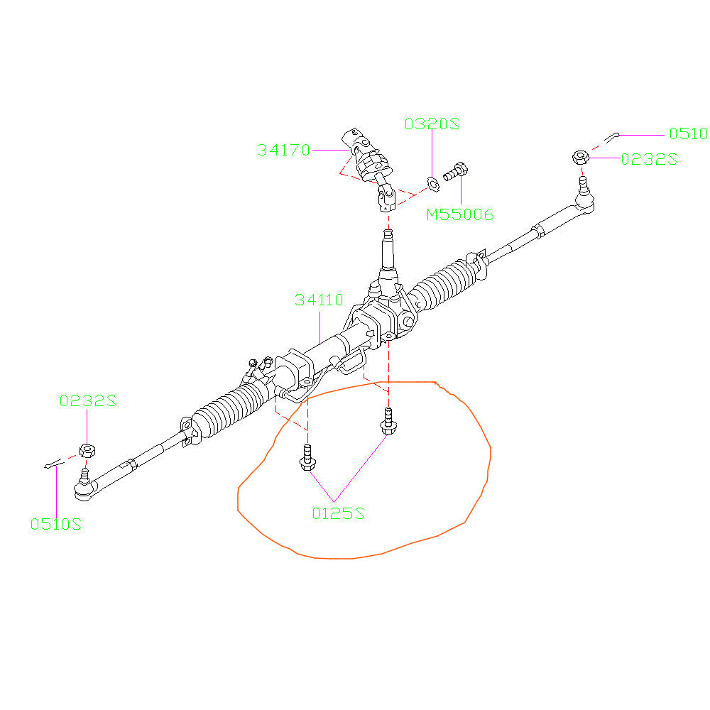 Subaru OEM Steering Rack Hardware 2002-2007 WRX/STI