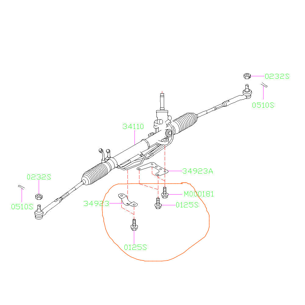 Subaru OEM Steering Rack Hardware 2002-2007 WRX/STI