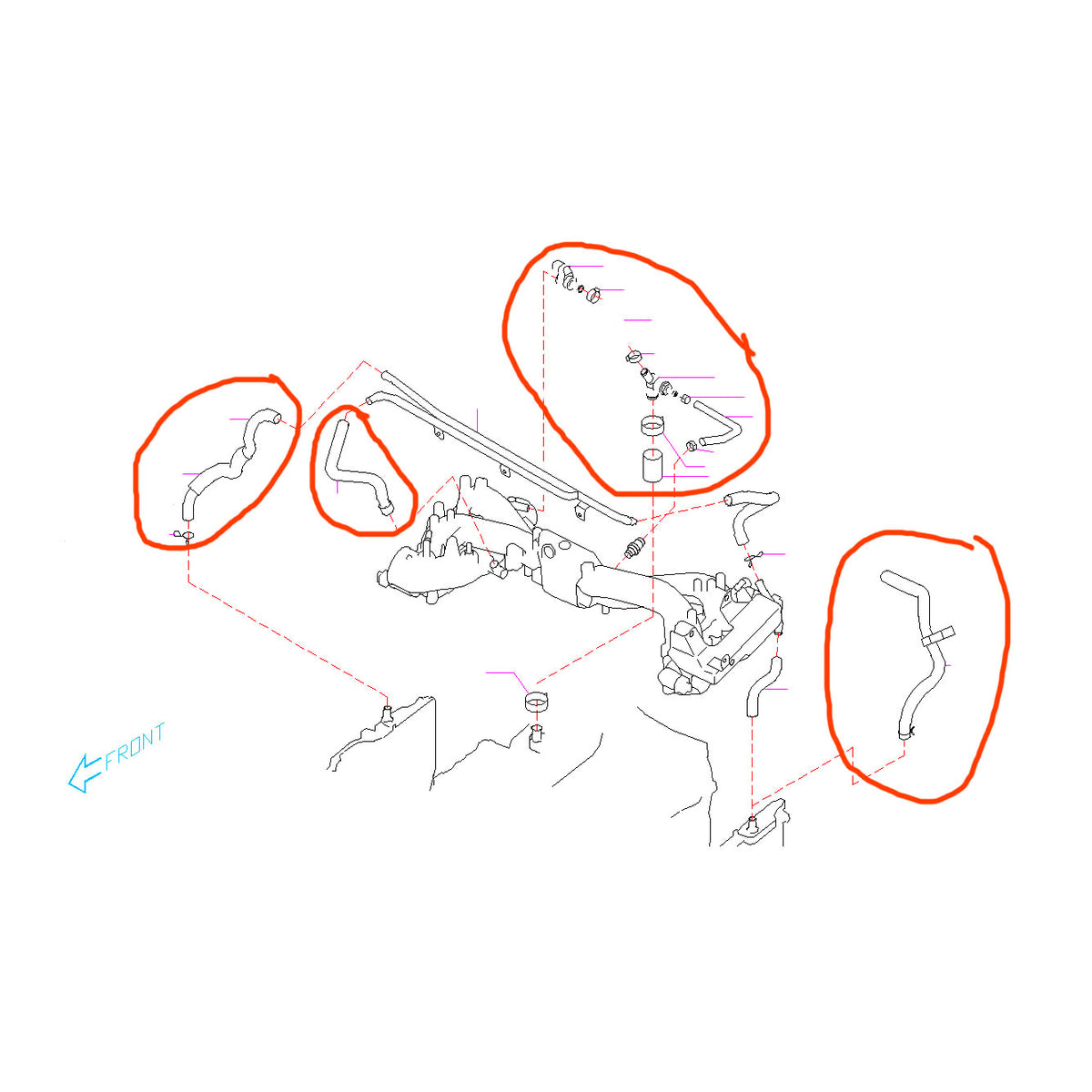 Subaru PCV Crossover Soft Hose Kit 2006-2007 WRX/2004-2007 STI