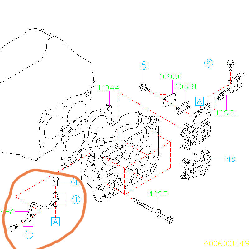 Subaru Oil Feed Line AVCS to Head Drivers Side 2006-2007 WRX/2004-2007 STI