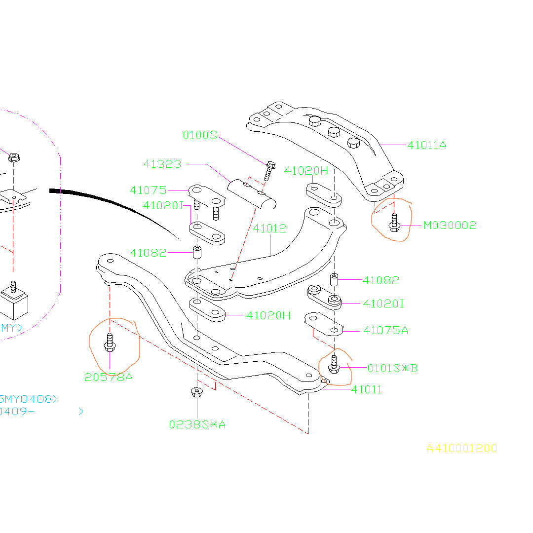 Subaru Transmission Subframe Cross Member Bolt Kit 2015-2021 WRX / STI