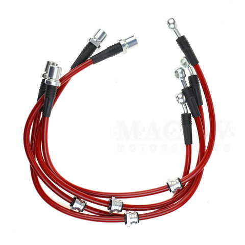 The Stop Shop 1/4 Inch Stainless Steel Brake Lines with Inverted Double Flared Ends & Fittings 10 Inches Long (Pack of 3
