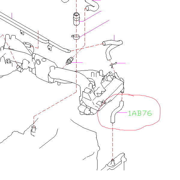 Subaru Breather Hose Rear Drivers Side Valve Cover to Cross Over 2002-2003 WRX