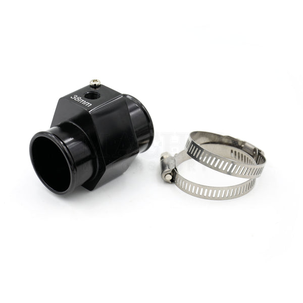 SAAS Water Temp Gauge Sender Radiator Hose Adaptor – 38mm ID, 1/8 NPT, Silver Aluminum
