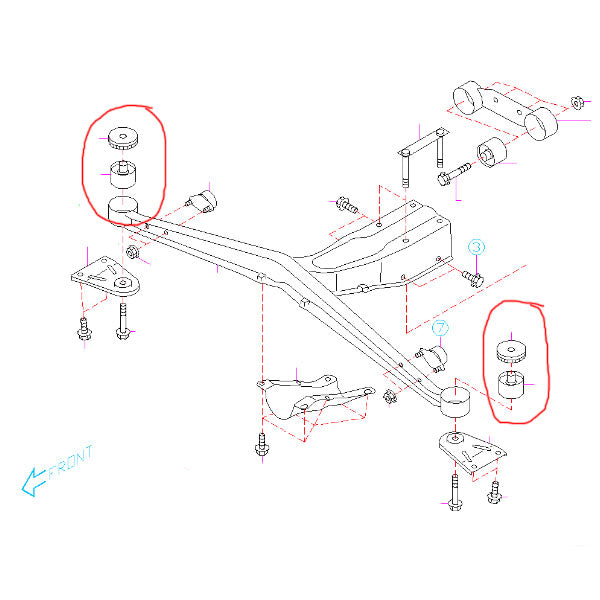 Powerflex Rear Diff Outrigger Bushings 2002-2007 WRX/STI