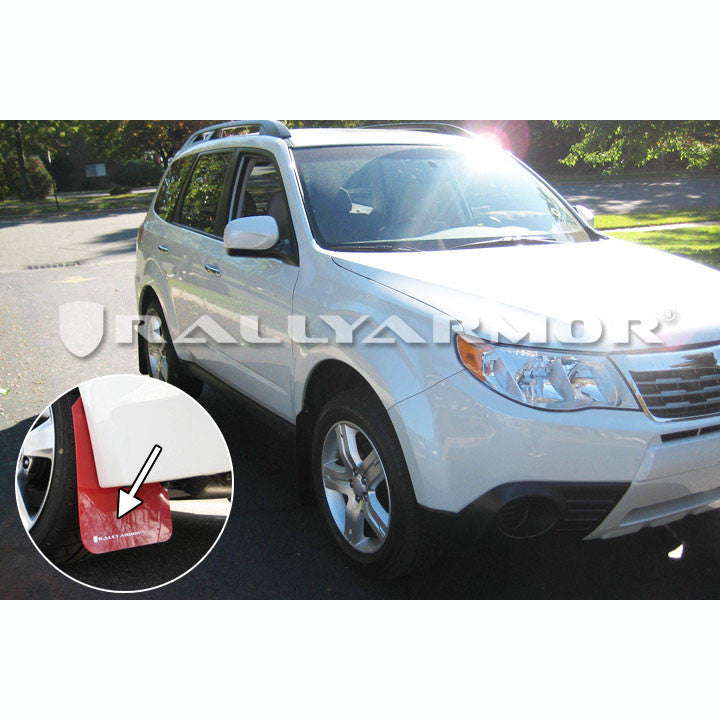 Rally Armor UR Red Mud Flaps with White Logo