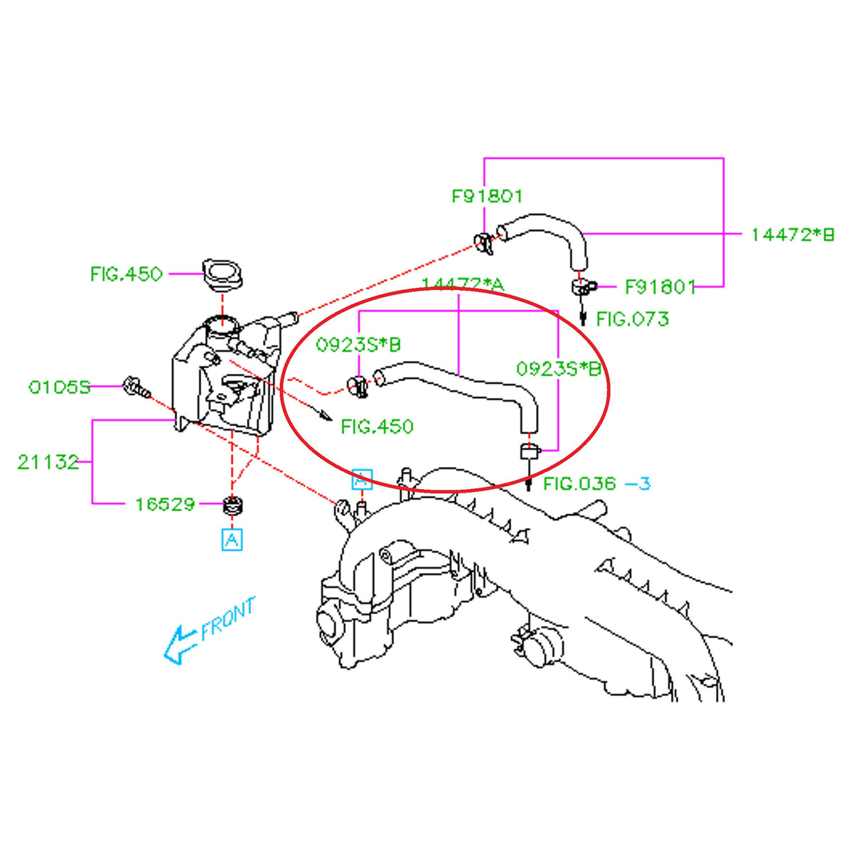 Subaru Bypass To Expansion Tank Hose  2008-2014 WRX /STI