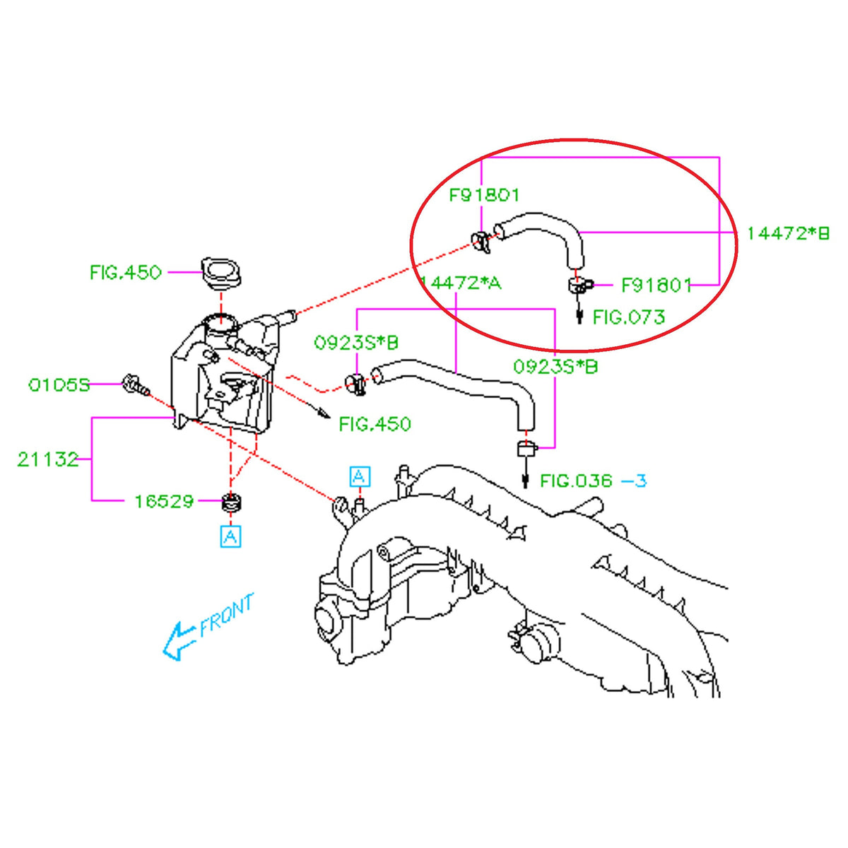 Subaru 2008-2014 WRX Turbo To Expansion Tank Hose