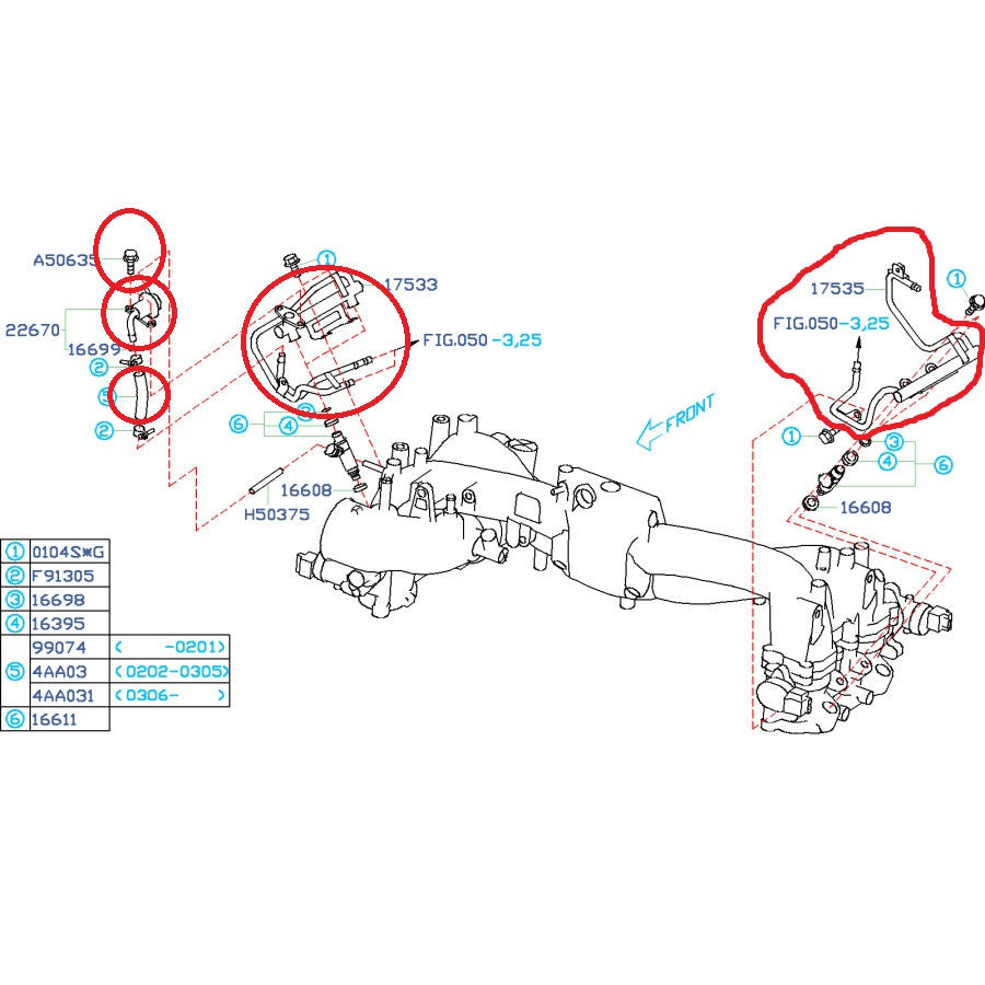 Top Feed Conversion Kit No TGV Housings 2004-2006 STI