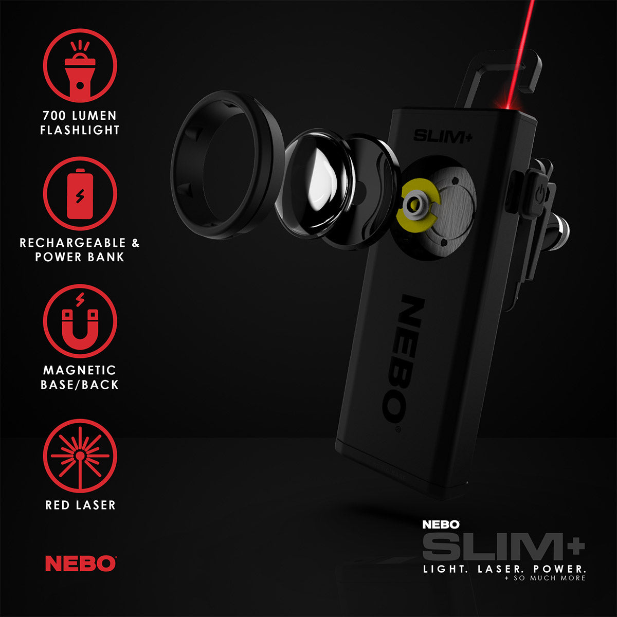 nebo flashlight and class 2 laser Slim+ Rechargeable Flashlight/Worklight/Laser Pointer/Powerbank