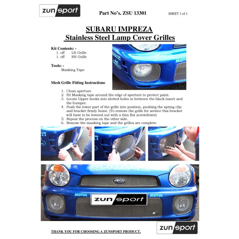 Zunsport Fog Lamp Protectors 2002-2003 WRX
