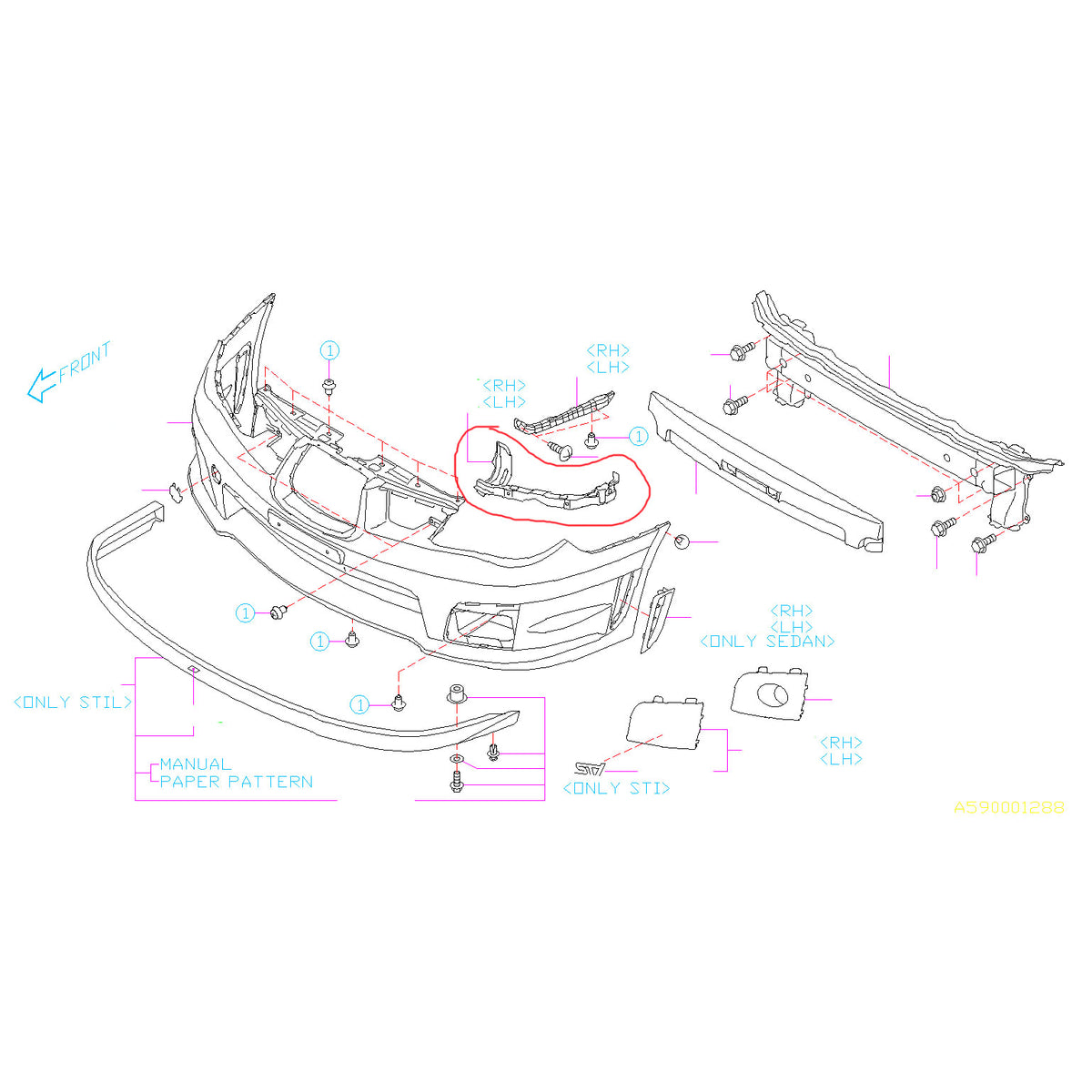 Subaru Front Bumper Corner Headlamp Bracket 2006-2007 WRX/STI
