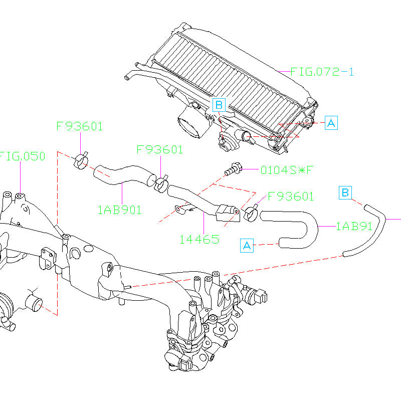 Subaru Compressor Bypass Valve (CBV) Return Hose 2004-2005 Forester XT