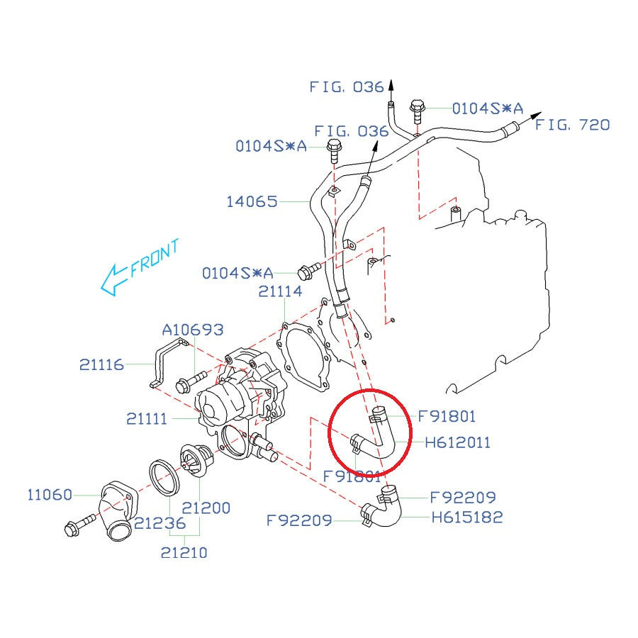 Water Pump Bypass Upper Hose 2002-2014 WRX &amp; 2004-2021 STI