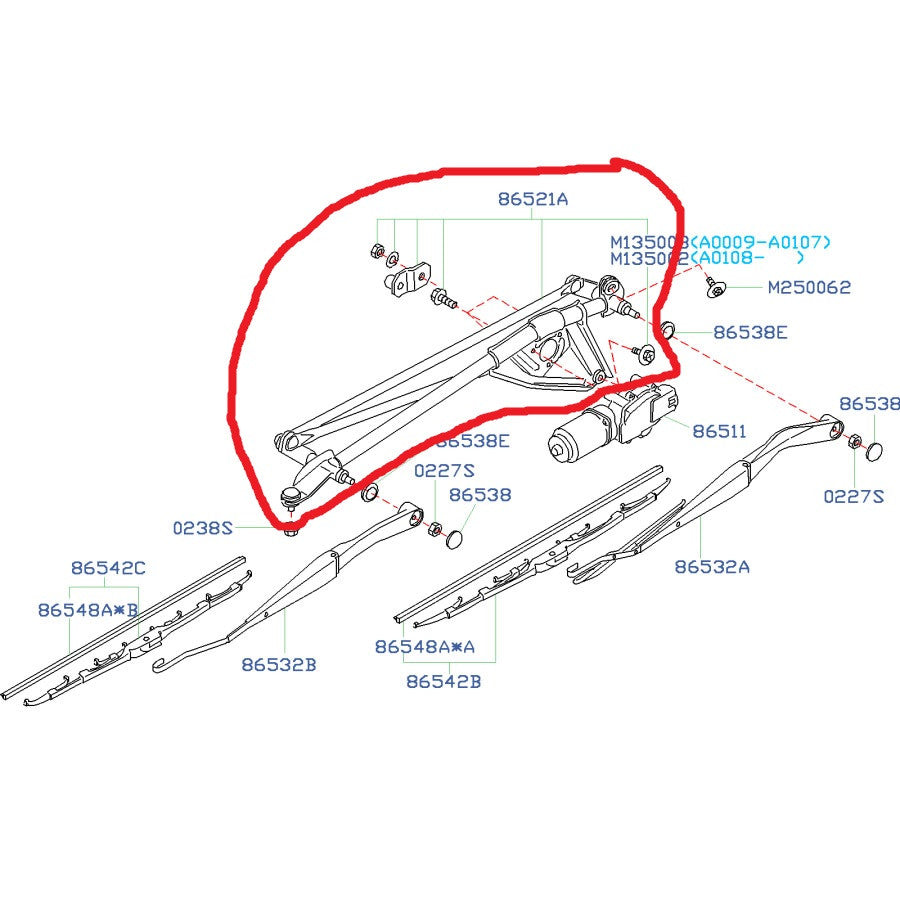 Subaru Wiper Linkage 2004 2007 Impreza WRX STI FastWRX